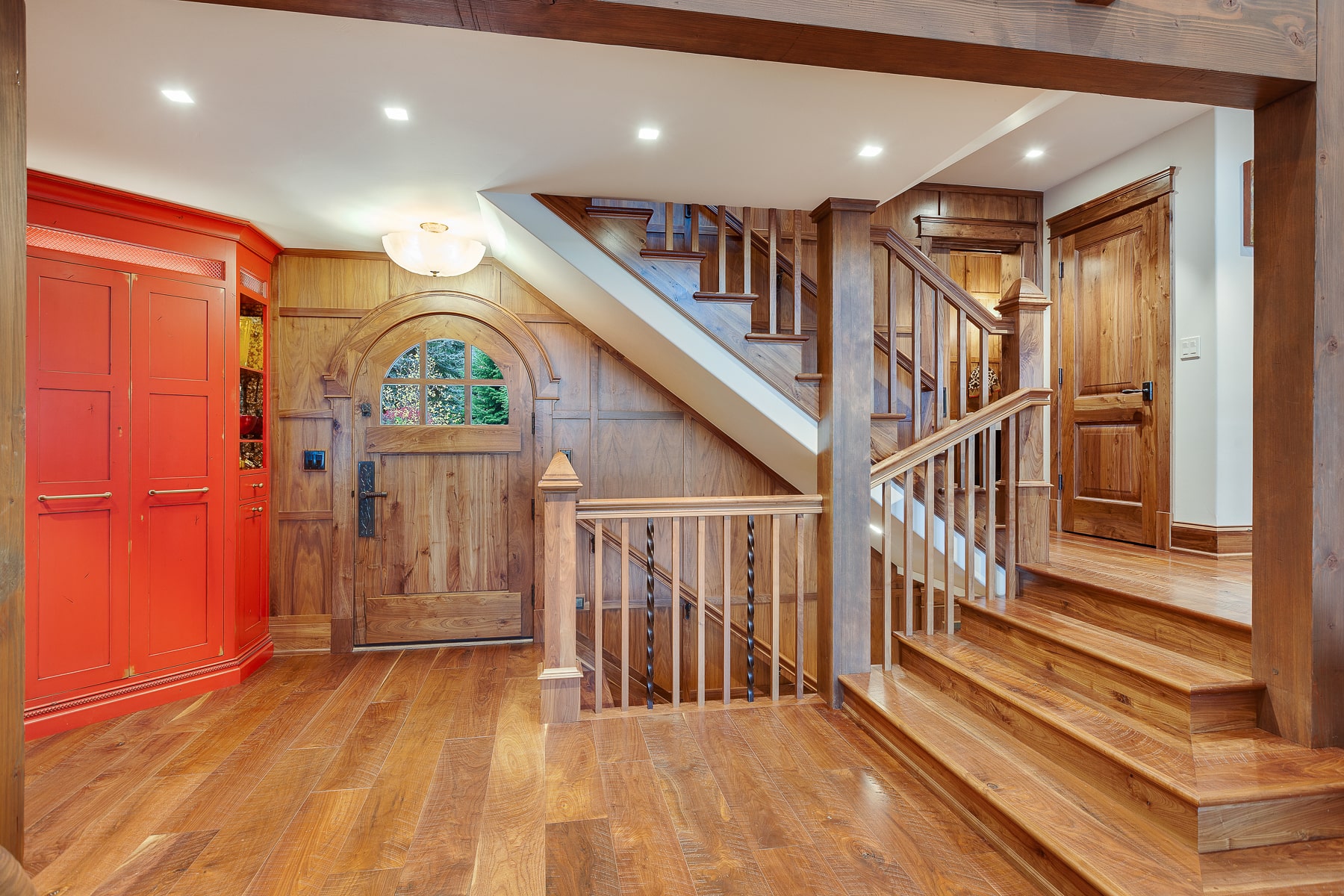 mittmann-architect-Hayden-Lake-Chalet-Remodel-stairs-door